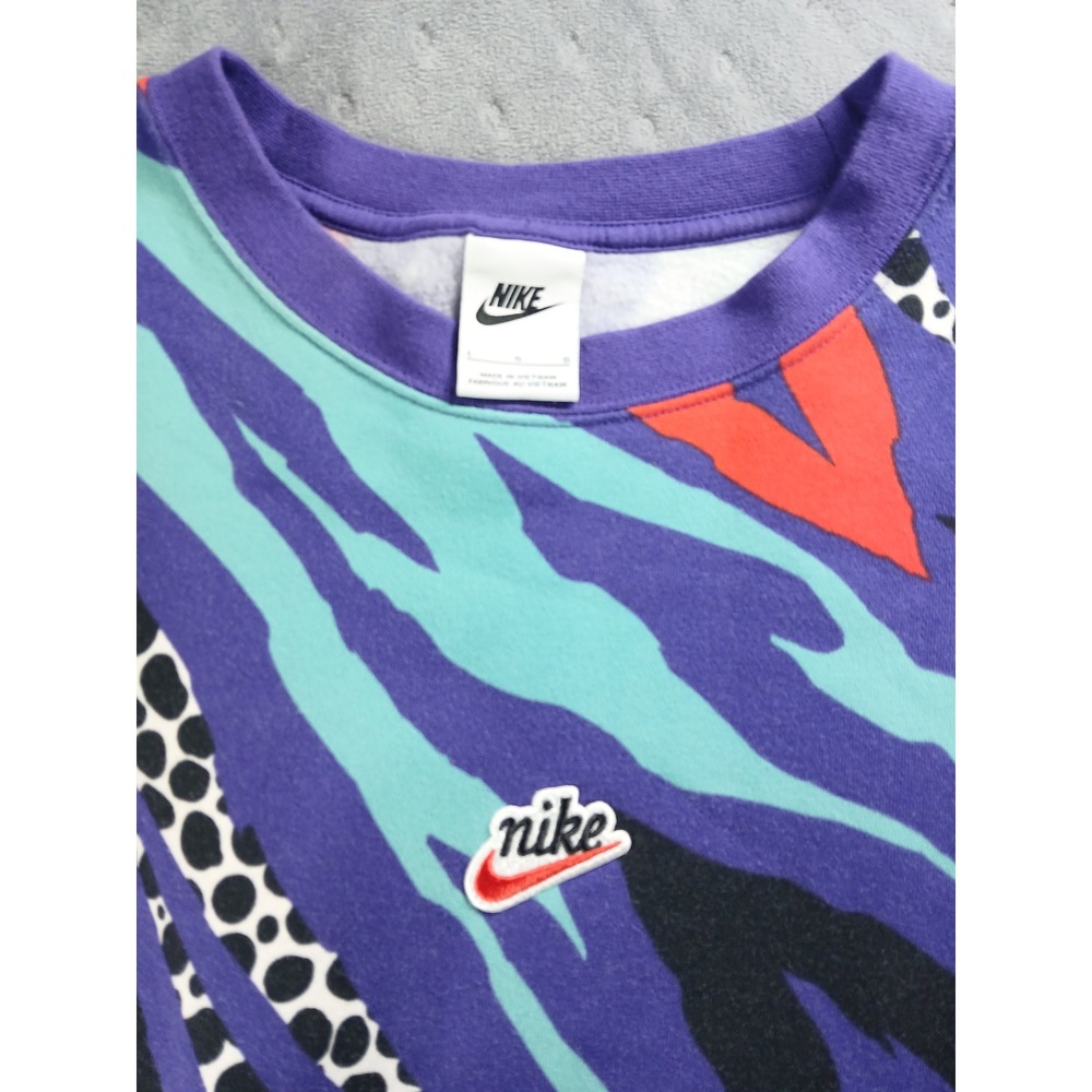 Nike Airloom Oversized Large Crewneck Sweatshirt Purple 90s Vibe Abstract Crop - Picture 2 of 6